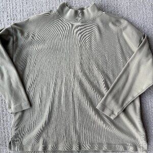 AYR Oversized Pima Cotton Modal Mock Neck Olive Sweatshirt